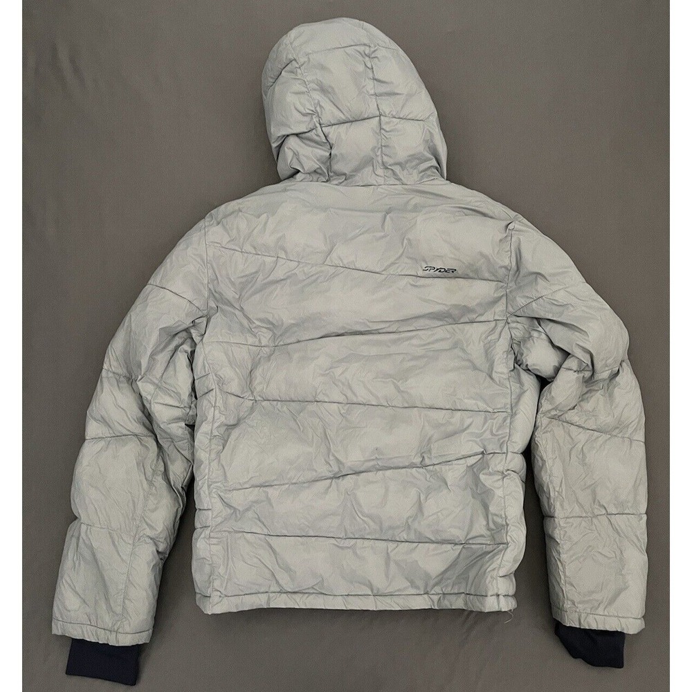 Spyder Puffer Hooded Jacket Boys Large 14/16 Gray Thermaweb Nylon‎ Thumb Holes - Picture 13 of 16